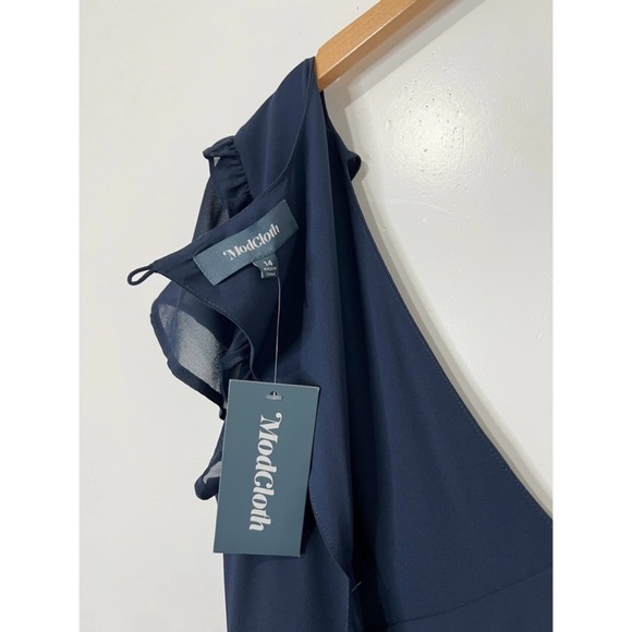 ModCloth Navy Blue You're Flowing Places Maxi Dress Size 14 - Picture 11 of 12